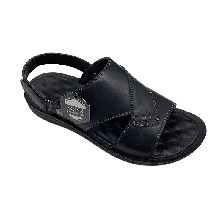 Sandálias masculinas de couro legítimo, sandálias masculinas confortáveis, feitas sob encomenda, 2021