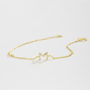FUAMAY 18k Gold Plated Initial Bracelet for Women Initial Bracelet for <strong>Couples</strong> 6mm Letter Charm Alphabet Bracelet