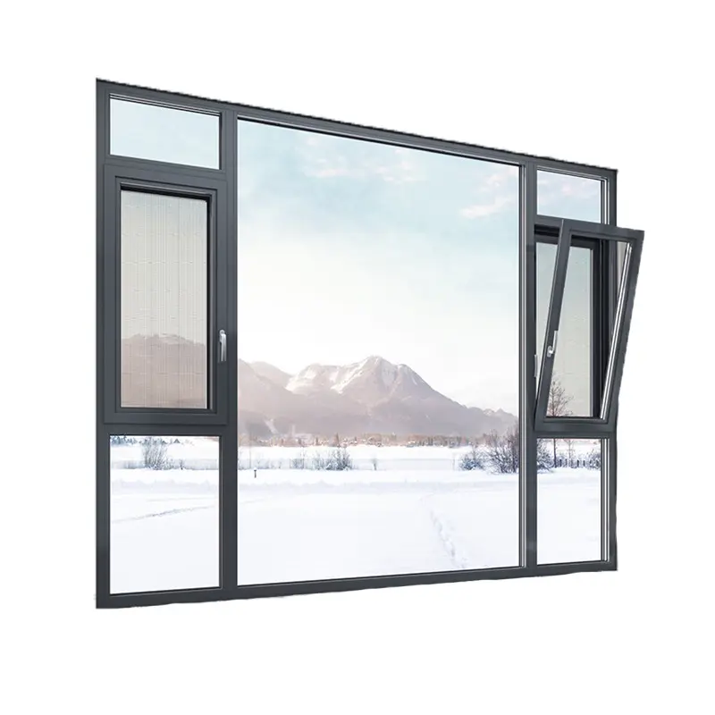 Prezzo ragionevole doppio strato isolato in lega di alluminio inclinazione tornitura e rotazione finestre antivento doppi vetri finestra