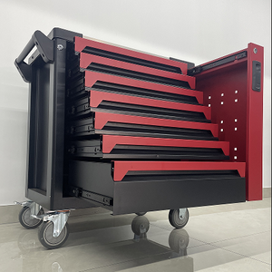 专业钢7抽屉滚动工具箱296件套红黑工作台推车，带定制OEM支持 - Product Image 5