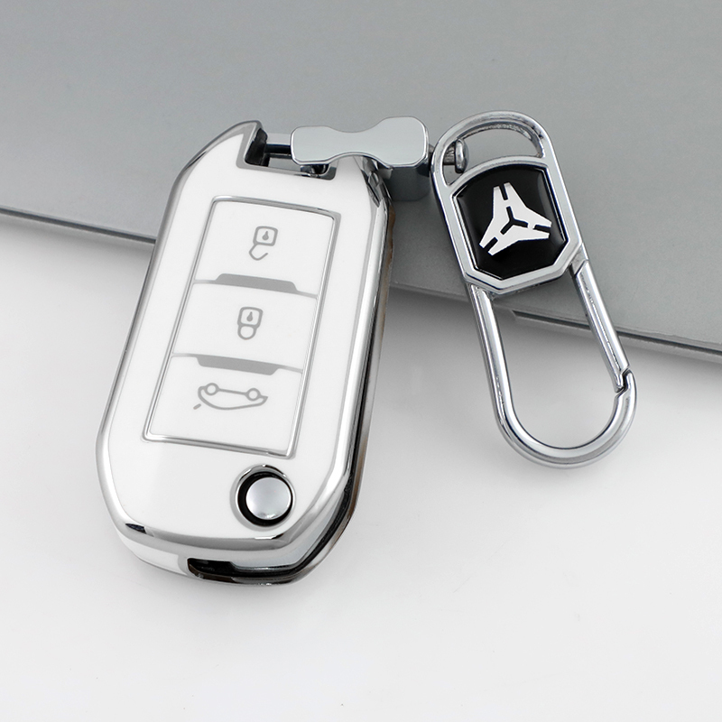 White + Key Ring