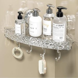 Eck dusche Caddy Abnehmbarer Saugnapf Dusch regal Klebstoff Badezimmer Dusche Organizer Mit abnehmbaren Haken