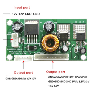 Placa de conversión de voltaje, módulo de fuente de alimentación de 12V a 5V a 3,3 V a 1,5 V, 12V, 5V, 3,3 V y 1,5 V - Product Image 2