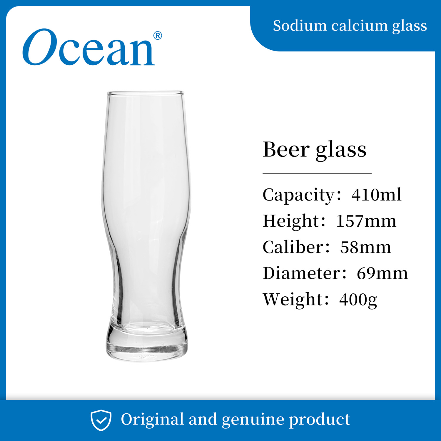 410ml baileys Pilsner beer glass clear