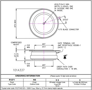 Orijinal güç doğrultucu 1200V 1271A faz kontrolü r1271nsthyritristör SCR modülü - Product Image 3