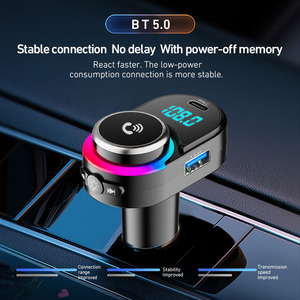 HT-6デュアルUSB充電器12-24V高速カーチャージャーアダプターワイヤレスハンズフリーカーMP3プレーヤー、カラフルなアンビエントライト付き - Product Image 4