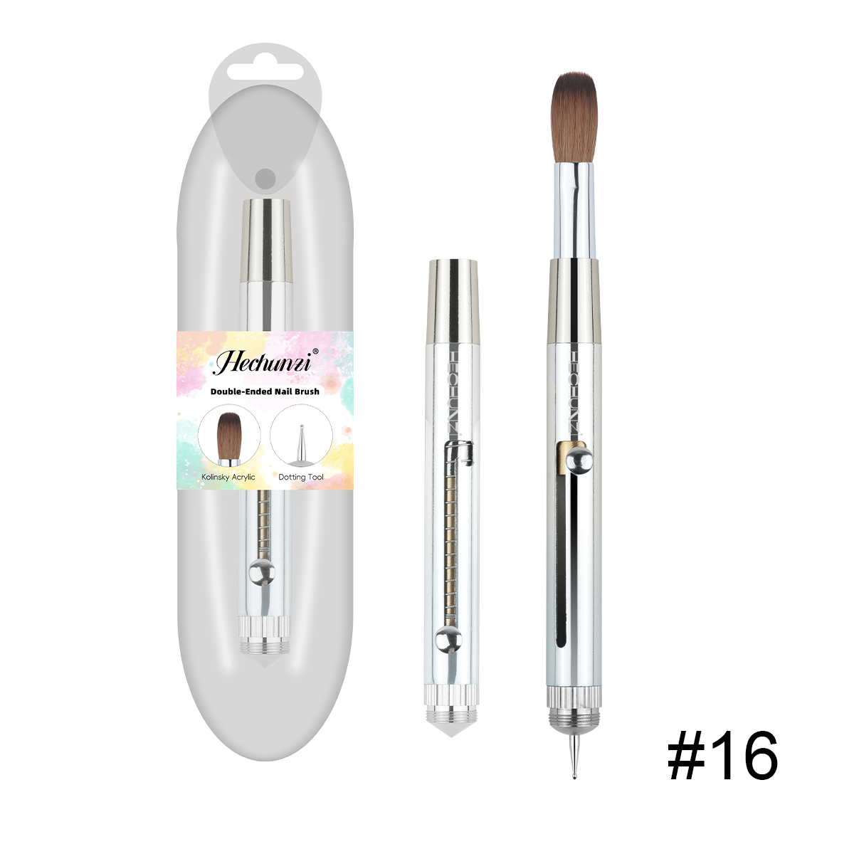 Silver #16 Kolinsky Brush+ Dotting Tip