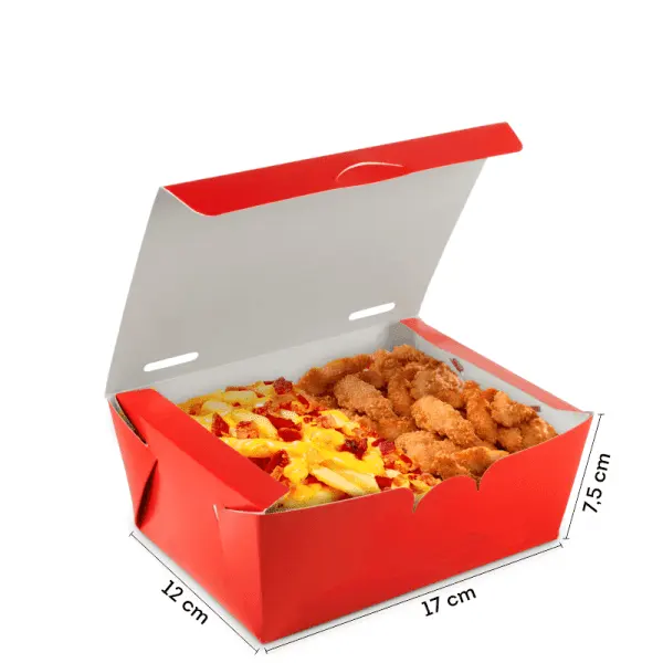 Tout nouveau produit jetable à emporter en carton rouge boîte de restauration rapide pour les aliments frits avec la vente en gros de qualité