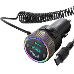 JOYROOMポータブル60w急速充電Bluetooth5.4FMトランスミッターHi-FiオーディオアダプターUsbタイプC格納式ケーブルカーチャージャー - Product Image 4