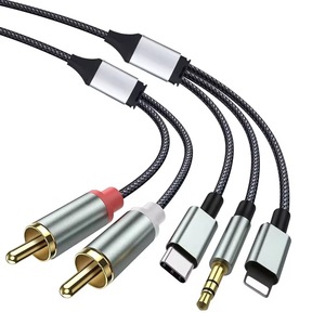 定制音频电缆8针至RCA立体声电缆插孔至2 RCA音频辅助Y分离器适配器3合1，带USB C和3.5毫米金 - Product Image 2