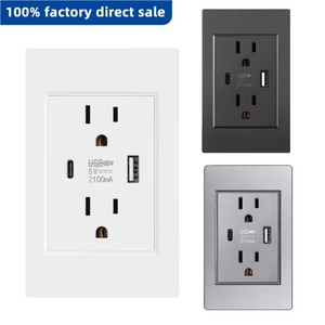 美国标准墙壁插座，带USB C型充电端口5V 2.1A防火电脑面板墙壁电源美国插座 - Product Image 2