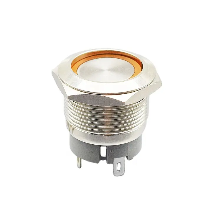 Interruptor de botón de luz led, pulsador de metal, resistente al agua, 12, 16, 19, 22mm, 12 voltios