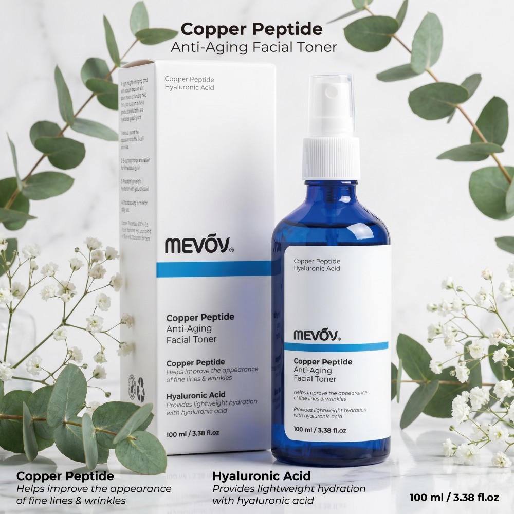 Lotion tonique visage anti-âge aux peptides de cuivre