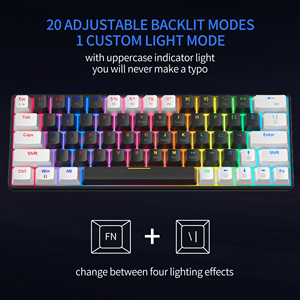 Interruptores de teclado personalizados de 63 teclas, Teclado mecánico de jugador con cable retroiluminado RGB intercambiable en caliente para Tablet PC Gaming Laptop Teclado - Product Image 2