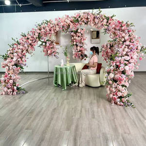 E028 sừng màu hồng cừu góc khung Runner bảng lụa hoa nhân tạo bảng RUNNERS Wedding vòm centerpieces bối cảnh trang trí - Product Image 2