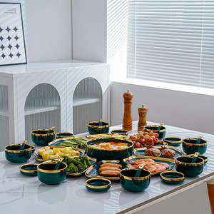 セラミック家族再会食器セットホワイトプレート卓上組み合わせ収集用ネット赤皿盛り合わせ - Product Image 6