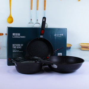 モダンな環境にやさしい3ピース調理器具セット家庭用ノンスティックメタルパンアイアンポットライストーンクロスボーダークッキングに最適 - Product Image 4