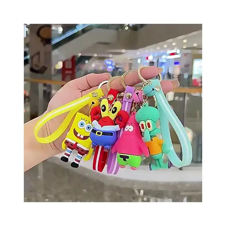 Promocional lindo personalizado Anime plástico PVC 3D llaveros de goma mosquetones accesorios llaveros de seguridad para mujeres