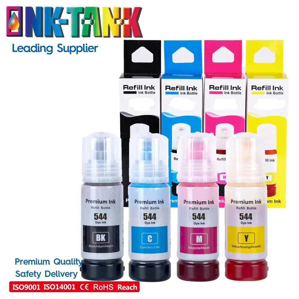 INK-TANK 544 T544 Premium Farb kompatible Flasche Nachfüll-Tinta-Tinte auf Wasserbasis für Epson EcoTank L3210 L3110 L3150 L3250 Drucker