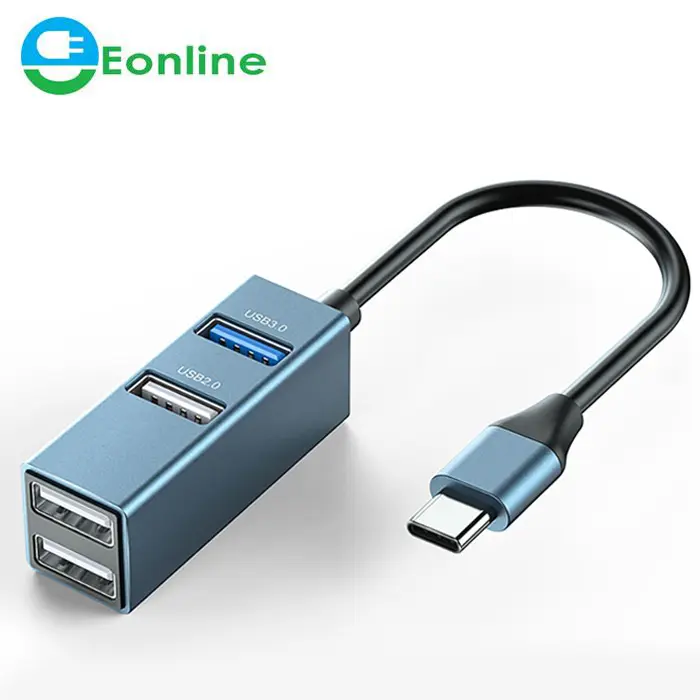 Eonline-concentrador de aluminio Usb 3,0, Extensor multidivisor para Huawei, portátil, Xiaomi, Macbook, Pc, Accesorios de ordenador tipo C 3,1 Hub