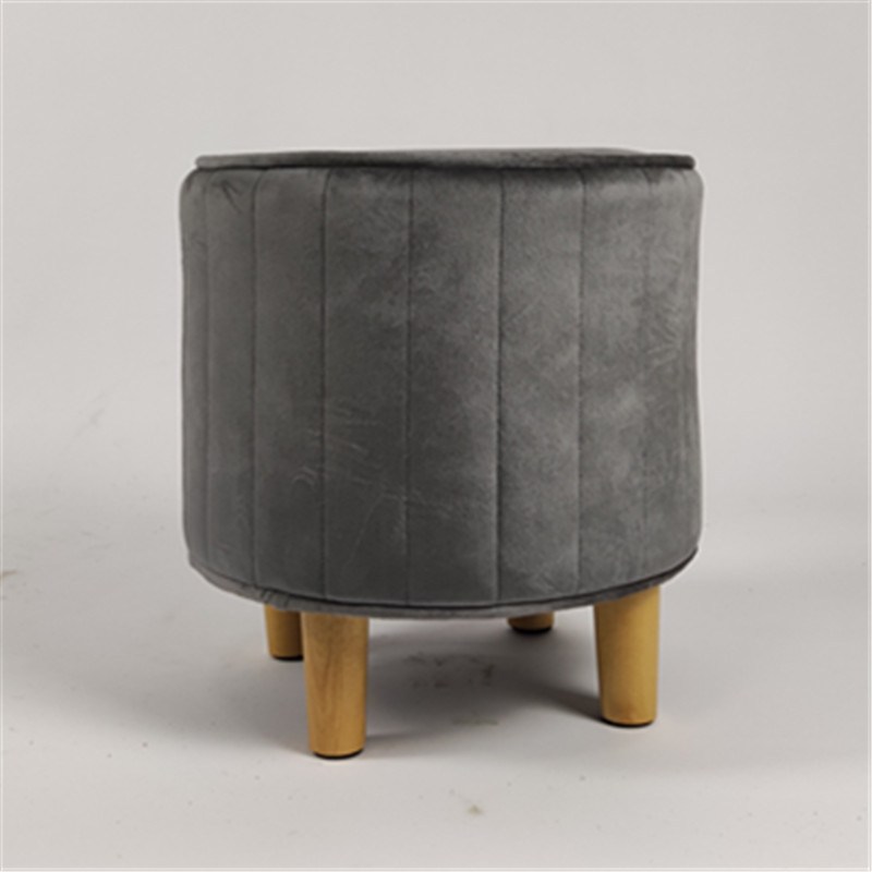 Velvet wood leg footstool with storage House For Pet