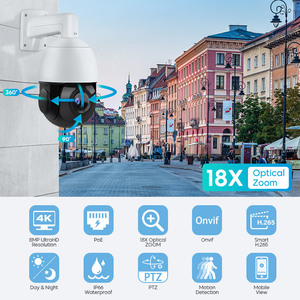 Compatible Hik 8MP 4K HD IP66 Profesional Automático Detección de movimiento Infrarrojo PTZ Ip Cámara de seguridad