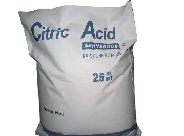 बैग सफेद साइट्रिक एसिड खाद्य ग्रेड खाद्य ग्रेड आरजेडबीसी साइट्रिक एसिड निर्जल फाइन ग्रेनुला सुपीरियर उत्पाद कार्बोक्सिलिक एसिड 98% C6H8O7