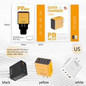 New Yellow Color case Mini 38w <strong>Charger</strong> Suitable for Mobile Phone Charging Head EU/US/UK Standard QC3.0 Fast Charging Adapter - Product Image 6