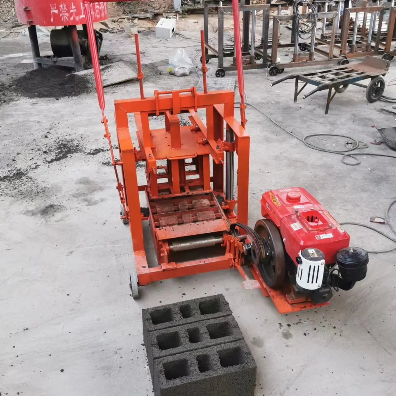 Business ideas with small investment 2024 manual hollow cement concrete brick making machine