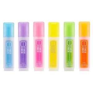 Púrpura 6 uds resaltador de un solo color juego de marcadores de color caramelo para estudiantes de punta gruesa de color para puntos clave de doble cabeza - Product Image 6