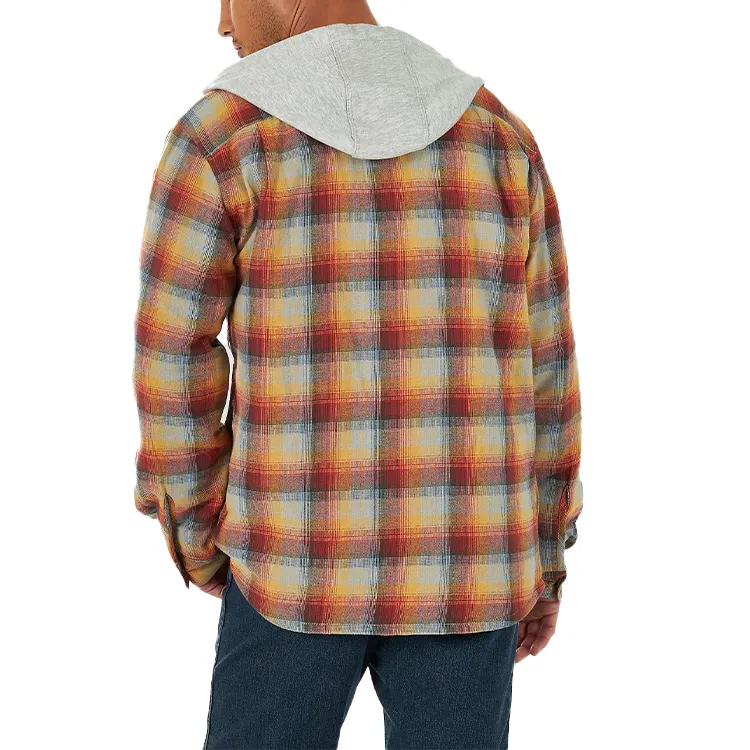 Top Quality Men'S Shirt Plaid Hooded American Mens Flannel Shirts Plaid Hoodie