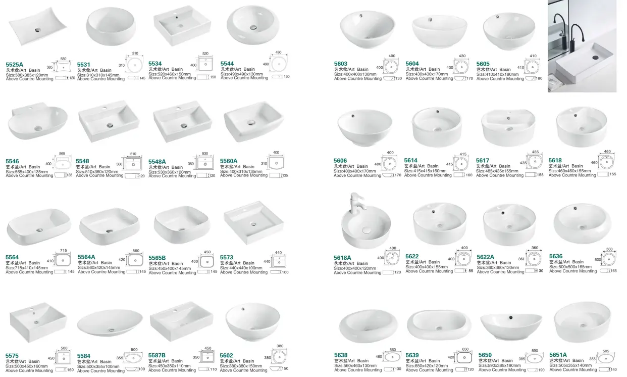 Pia de cerâmica Medyag para lavatório artificial branco personalizado, pia quadrada de arte moderna