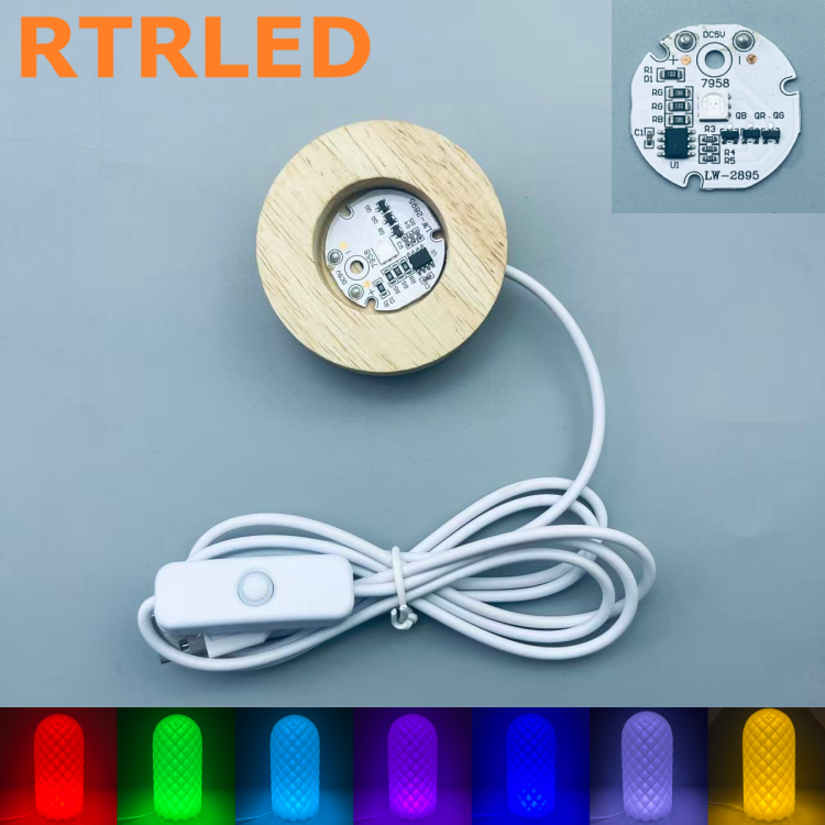 6cm-Auto-cycling RGB--Natural Wood Color