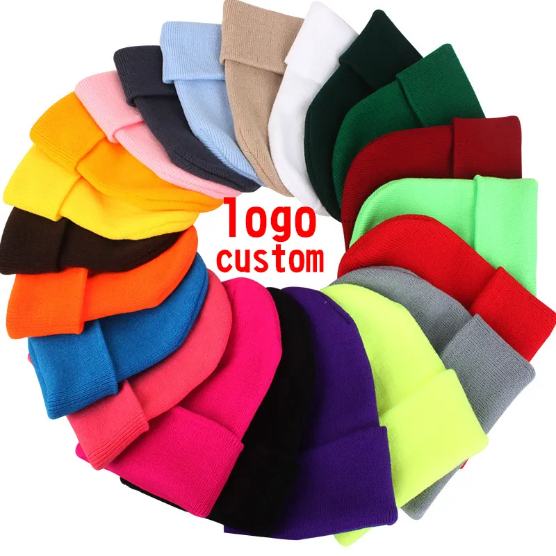 2024Wholesale High Quality Daily Warm Winter Hat For Man And Woman Classic Acrylic Blank Custom Logo Knit Cuff Beanie