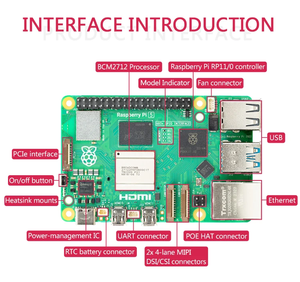 Raspberry Pi 5 Development Board mit 2GB/4GB/8GB/16GB Python Programming AI Kit Power Driver-Modulen