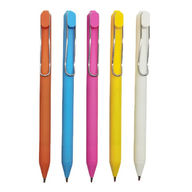 Penna a sfera in plastica personalizzata per ufficio con Clip in metallo per la scrittura retrattile a forma di Gel di colore puro
