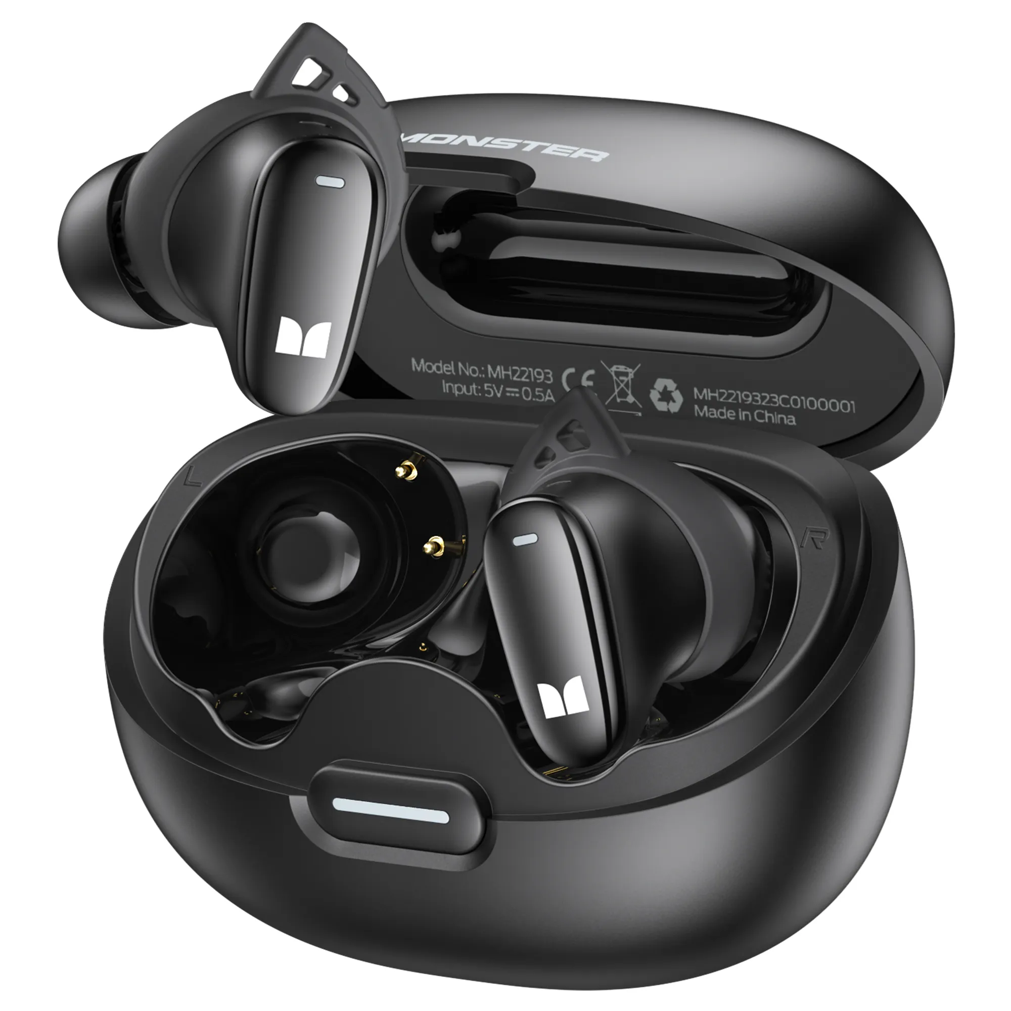 Fones de ouvido sem fio Monster N-LITE 206 com cancelamento de ruído, fones de ouvido tws BT Sport à prova d'água, mini fones de ouvido para jogos
