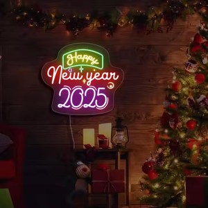 Kostenloses Design Frohes Neues Jahr 2025 Benutzer definierte Neon-Signale Silvester party Neujahrs dekoration für Business Shop LED Neon <span class=keywords><strong>Flex</strong></span> Light