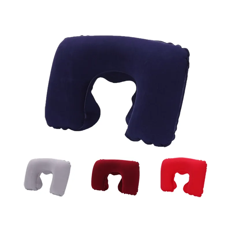 portable Blue air flight head rest inflatable neck lumbar support medical polyester travel pillow