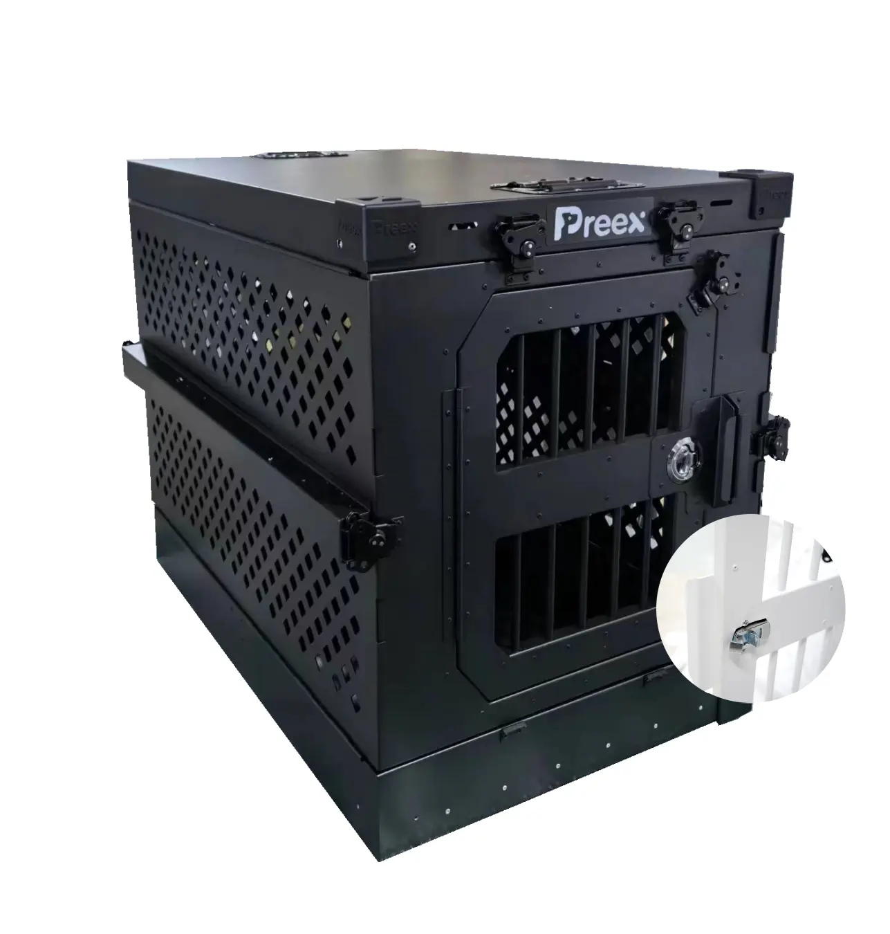 Preex Durável Alumínio Dobrável Pet Gaiola Metal Malinois Dobrável Dog Truck Kennel Box