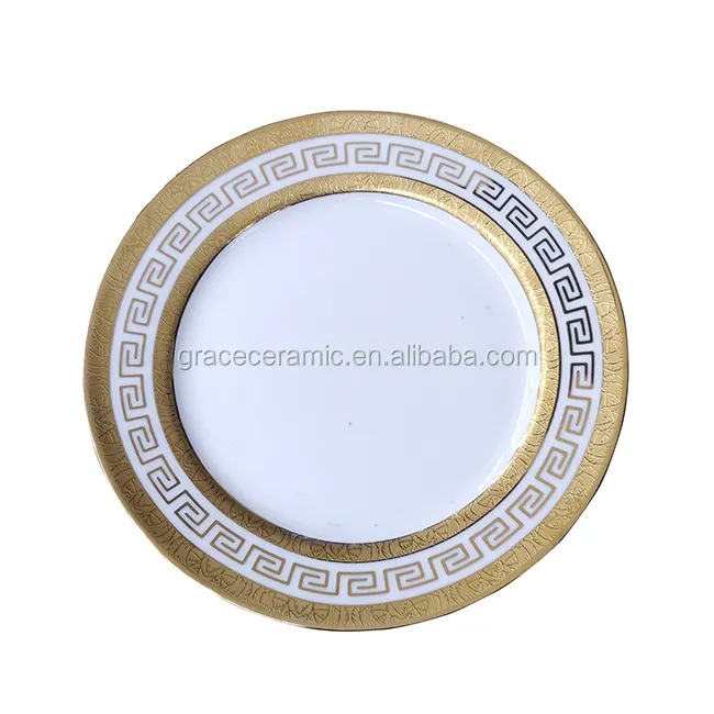 Juego de platos de cena personalizados de porcelana chapado en oro, diseño Popular para restaurante, a la venta