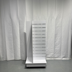 Keway MDF Slatwall Panels für Einzelhandel geschäfte 4-seitige Holz <span class=keywords><strong>display</strong></span> wand mit Haken und Bodenst änder