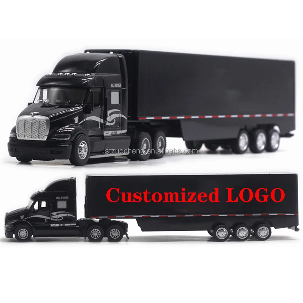 Op Maat Gemaakte Logo Diecast Speelgoedvoertuigen 1:48 Verkoop Amerikaanse Container Vrachtwagen Model Container Truck Voor Speelgoed Modelo Collectie