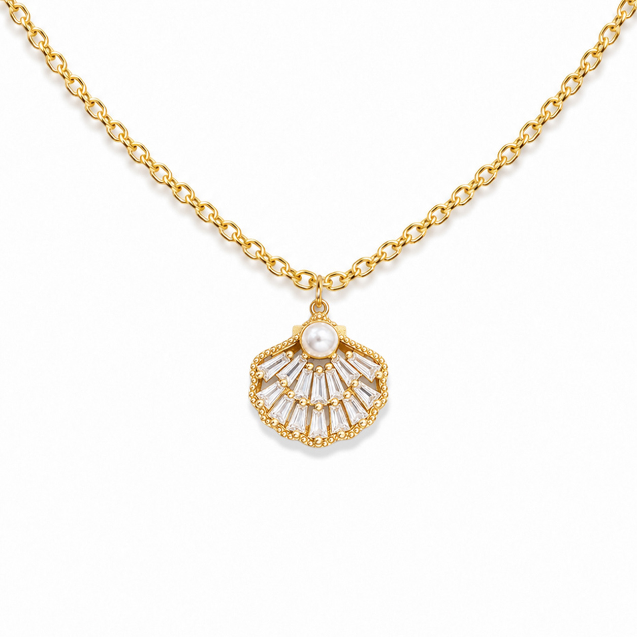 Metal CZ Shell Golden