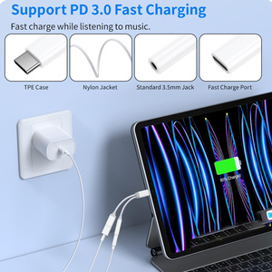 多功能2合1 Aux音频电缆转换器USB C型至3.5毫米音频充电器适配器，带快速充电 - Product Image 4