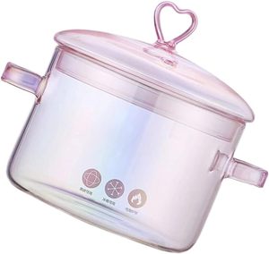 Factory Customized Big <strong>Size</strong> 1500ml pink Heat Resistant Glass Cooking <strong>Pot</strong>