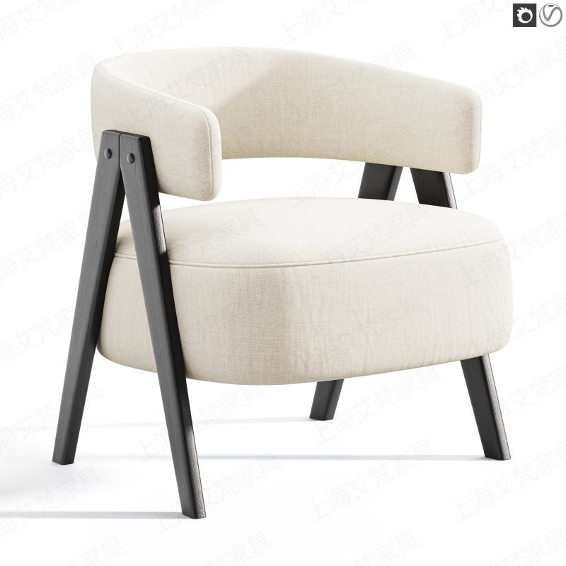 Fauteuil individuel en coton et lin blanc
