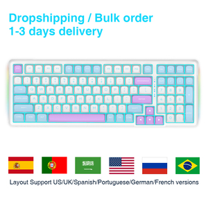 Teclado mecánico para juegos azul hielo con cable de 99 teclas personalizado de fábrica Teclado mecánico tipo C intercambiable en caliente para computadora - Product Image 2