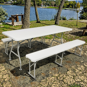 Bán Buôn 6ft HDPE Hình Chữ Nhật Ngoài Trời Gấp Bảng Nhiệm Vụ Nặng Nề Di Động Không Thấm Nước Trọng Lượng Nhẹ Dã Ngoại Tổ Chức Sự Kiện Vườn Sân - Product Image 6