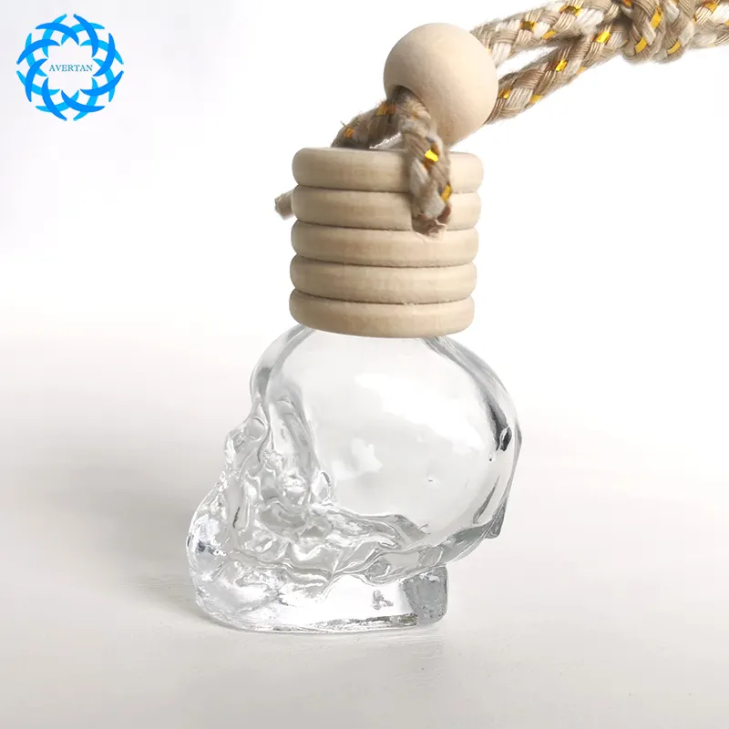 Avertan Glass Car Perfume Bottles Pendant 7ml 8ml Skull shape Car Perfume Bottle Empty Hanging